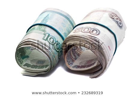 Foto stock: Russian Bills Stapled Rubber Band