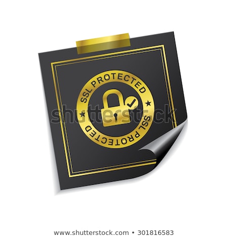 Stock photo: Ssl Protected Golden Sticky Notes Vector Icon Design