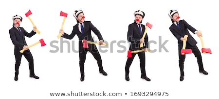 Stock fotó: Funny Businessman With Axe On White