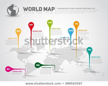 ストックフォト: Light World Map With Droplets Pointer Marks