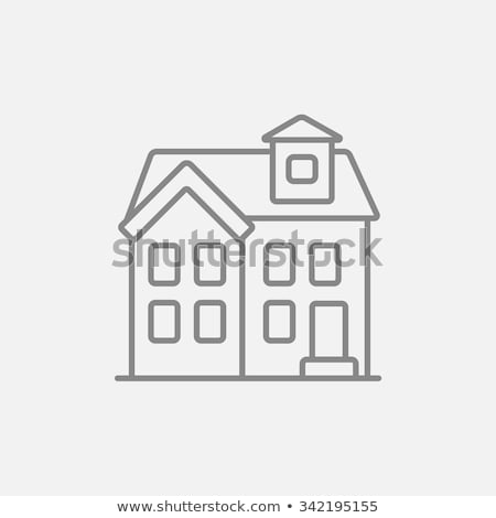 Stock fotó: Two Storey Detached House Line Icon