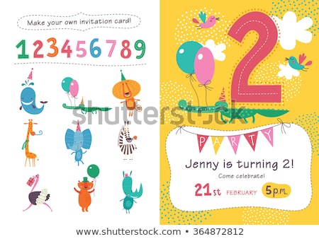 Zdjęcia stock: Childish Birthday Card With Giraffe