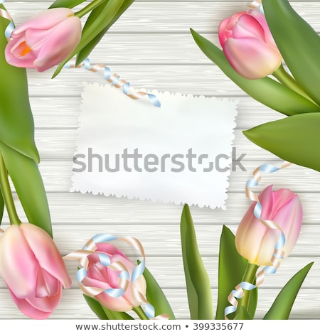 Stock photo: Tulips Lying On A White Textured Table Eps 10