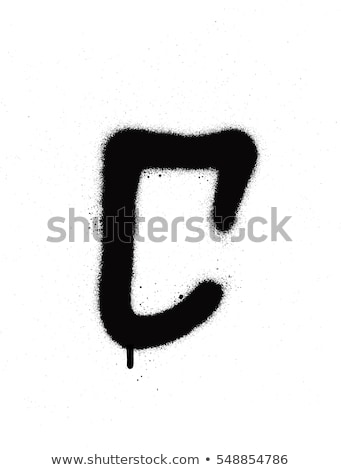 Stock photo: Sprayed C Font Graffiti With Leak In Black Over White