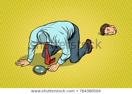 Stock foto: The Man Lost His Head Looking With A Magnifying Glass