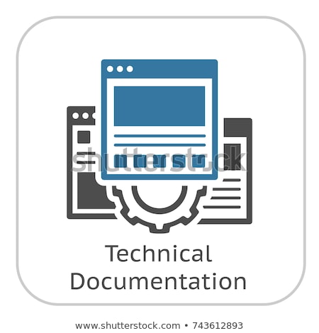 Stock foto: Technical Documentation Icon Gear And Web Pages Development Symbol