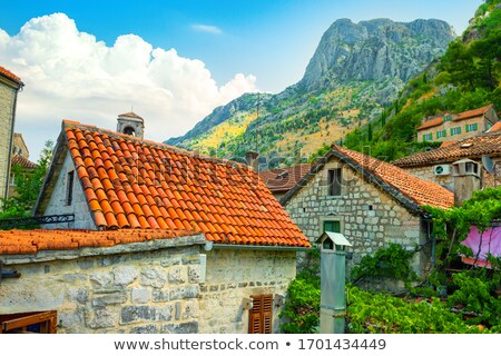 Zdjęcia stock: Old Buildings With Red Orange Roofs In Kotor In Montenegro