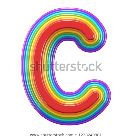Stock fotó: Concentric Rainbow Font Letter C 3d