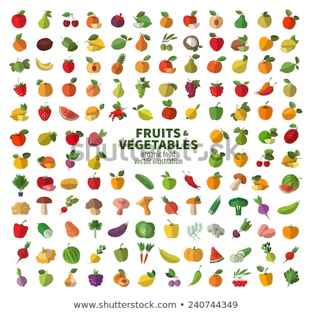 Foto stock: Preserved Fruit And Vegetables Set Vector Icons
