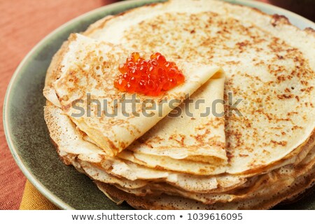 ストックフォト: Sourdough Pancakes With Red Salmon Caviar