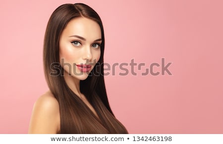 Сток-фото: Young Woman Portrait With Shiny Pink Salon Concept