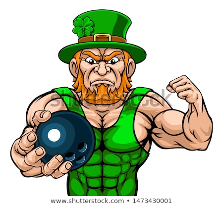 Stock fotó: Leprechaun Holding Bowling Ball Sports Mascot