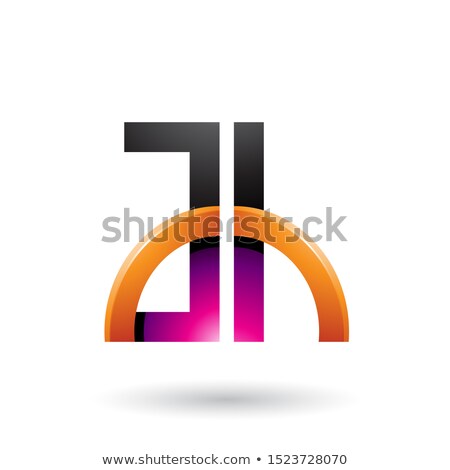 Foto d'archivio: Orange And Magenta Rectangular Glossy Letter I