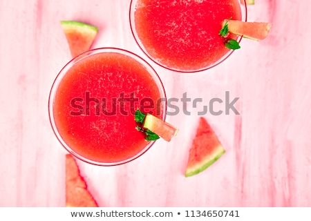 Stock fotó: Watermelon Margarita Cocktail On Pink Background Fresh Watermelon Lemonade