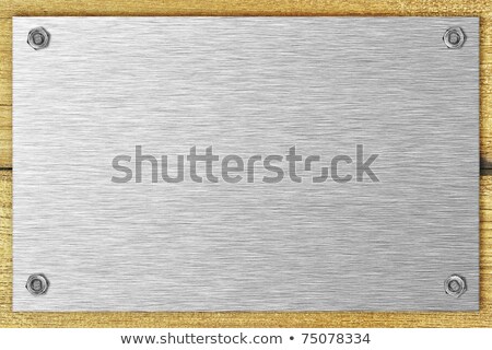 Stock foto: Blank Steel Plate Bolted To A Wooden Surface