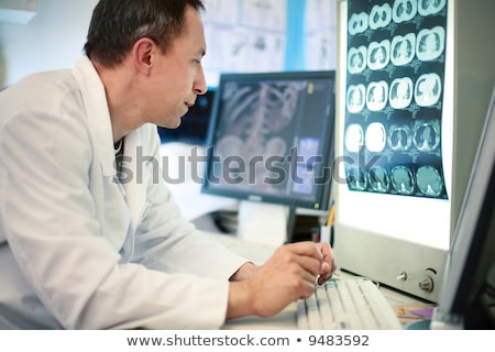 Stock photo: Doctor Working In The Lab On Skeleton