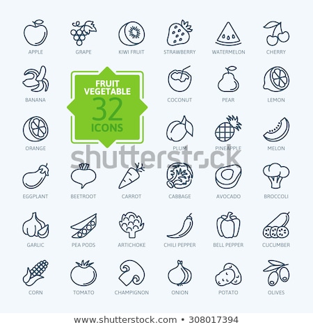 Stockfoto: Collection Healthy Food Vector Thin Line Icons Set