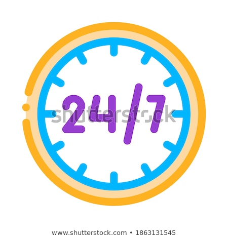 Stockfoto: Twenty Four Seven Service Vector Thin Line Icon