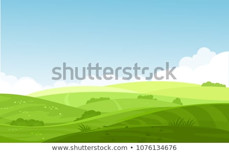 Stock photo: Hills And Mountains Landscape House Farm In Flat Style Design