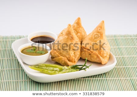 Foto d'archivio: Veg Samosa - Is A Crispy And Spicy Indian Triangle Shape Snack