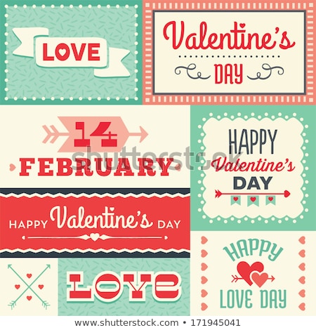 ストックフォト: Valentines Day Card With Hearts On The Abstract Green Background