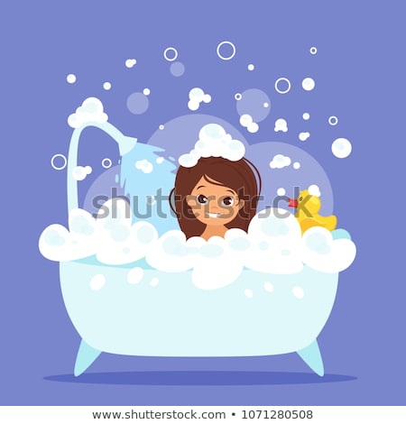 [[stock_photo]]: Smiling Girl In Bubble Bath