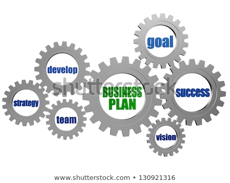 Сток-фото: Business Plan And Concept Words In Silver Grey Gearwheels