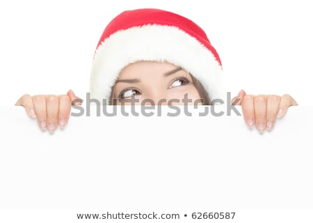 Christmas Girl With Red Placard On White Stok fotoğraf © Ariwasabi