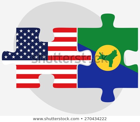 Stockfoto: Usa And Christmas Island Flags In Puzzle