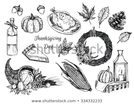 Stockfoto: Hand Drawn Vector Illustration - Thanksgiving Day