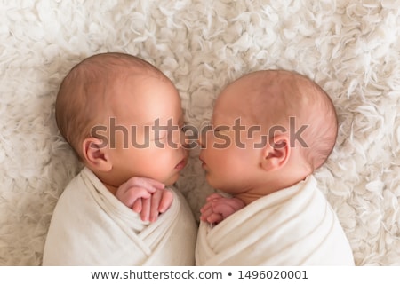 Stock foto: Two Sisters Twins Lying And Sleeping In Bed Together