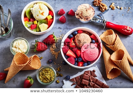 Stockfoto: Assorted Ice Cream With Fresh Blueberries