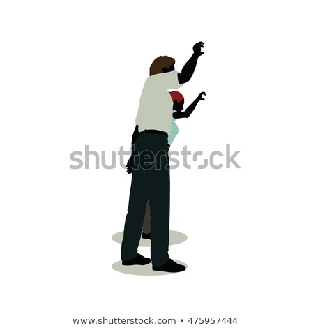 Stock photo: Man And Woman Silhouette In Animations Waving