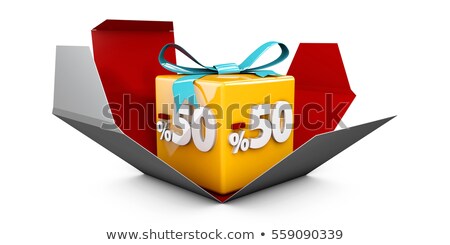 Stock photo: 3d Illustration Red Discount 50 Percent Off And In The Gray Box