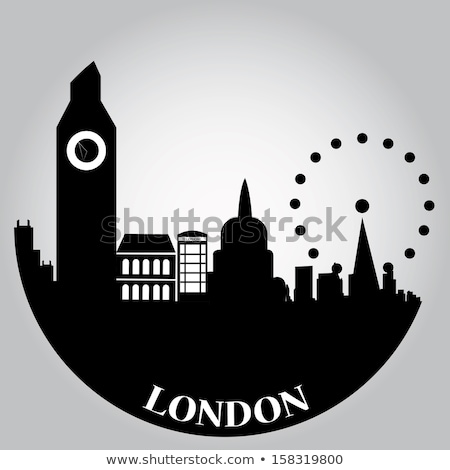 Stock foto: London Skyline Black And White Text Illustration