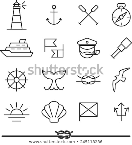 Stok fotoğraf: Sea Lighthouse Icon In Flat Style