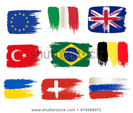 Stok fotoğraf: Hand And National Flag Vector Illustration Of A Set Of European Flags