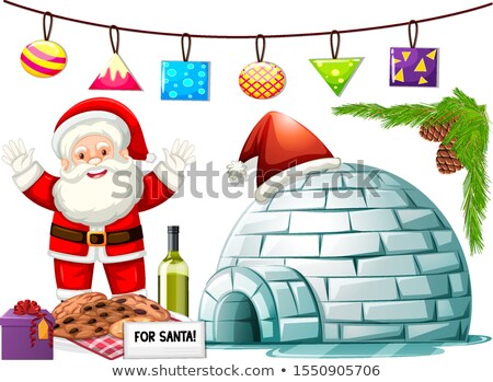 Foto stock: Santa Claus And Cookies At Igloo