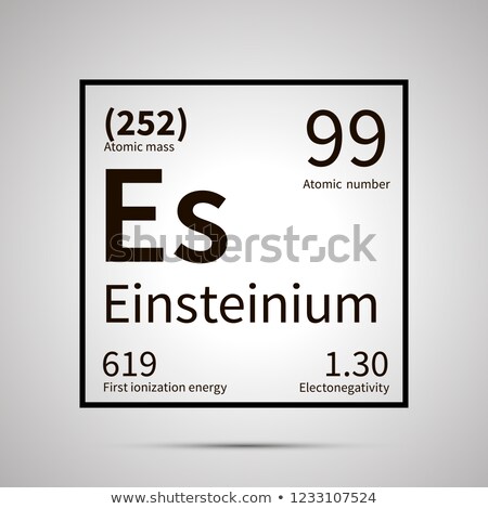 Zdjęcia stock: Einsteinium Chemical Element With First Ionization Energy Atomic Mass And Electronegativity Values