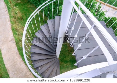 Foto stock: Spiral Staircase In The Modern Wooden House