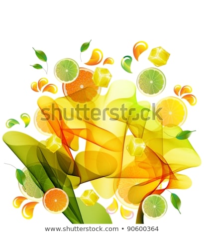 ストックフォト: Orange And Lime Juice Splash With Abstract Wave