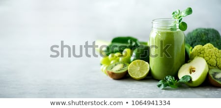 Stockfoto: Spinach Smoothie Healthy Drink In Glass Jar