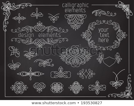 Foto stock: Retro Frames Corners And Calligraphic Design Elements On A Chalkboard Background