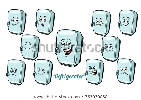 Stockfoto: Refrigerator Emotions Emoticons Set Isolated On White Background