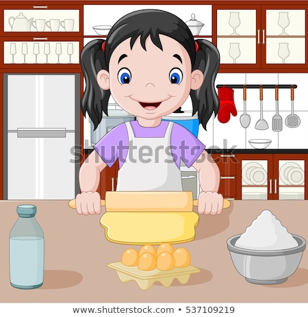 Stock foto: Cartoon Children Making Cakes