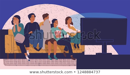 Stockfoto: Scared Cartoon Flat Screen Tv