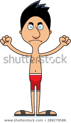 Foto stock: Cartoon Angry Man Swimsuit