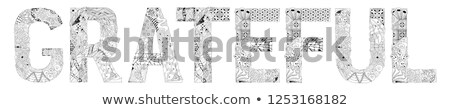 Stock foto: Word Grateful For Coloring Vector Decorative Zentangle Object