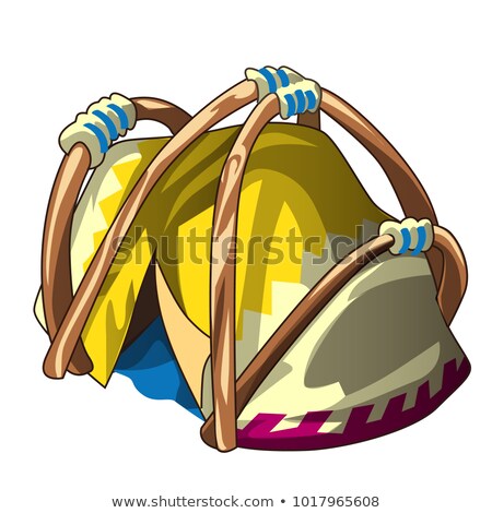 Stock fotó: Tent With Protective Wooden Arcs Isolated On White Background Vector Cartoon Close Up Illustration