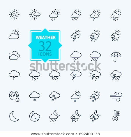 Stok fotoğraf: Weather Vector Line Icons Symbols Of The Sun Clouds Snowflakes And Rain Vector